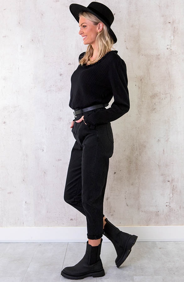 Dotted Ruffle Longsleeve Zwart – shoparchief, foto 3