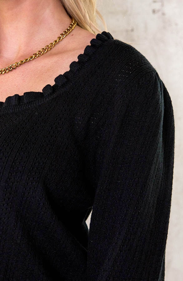 Dotted Ruffle Longsleeve Zwart – shoparchief, foto 5