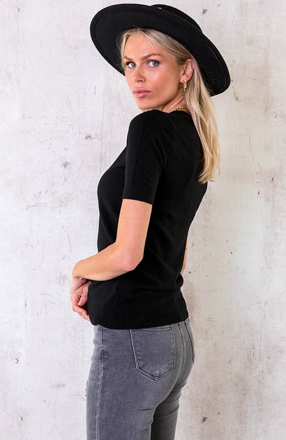 Essential Top Korte Mouw Zwart – shoparchief, foto 4