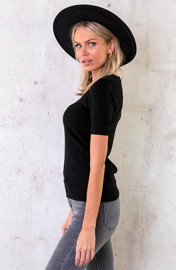 Essential Top Korte Mouw Zwart – shoparchief, foto 3