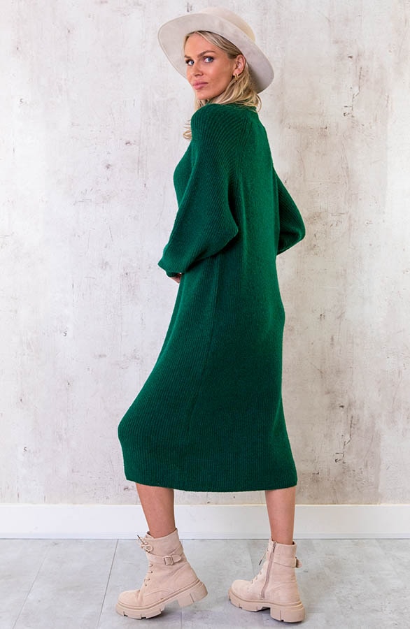 Gebreide Maxi Col Jurk Smaragd – shoparchief, foto 4