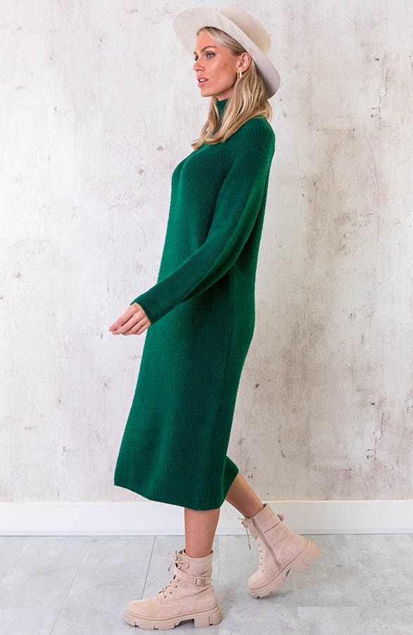 Gebreide Maxi Col Jurk Smaragd – shoparchief, foto 3