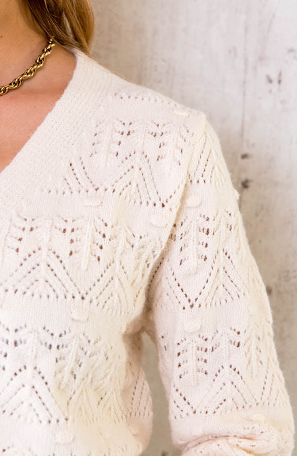 Gehaakt Patroon Knopen Vest Ecru – shoparchief, foto 4