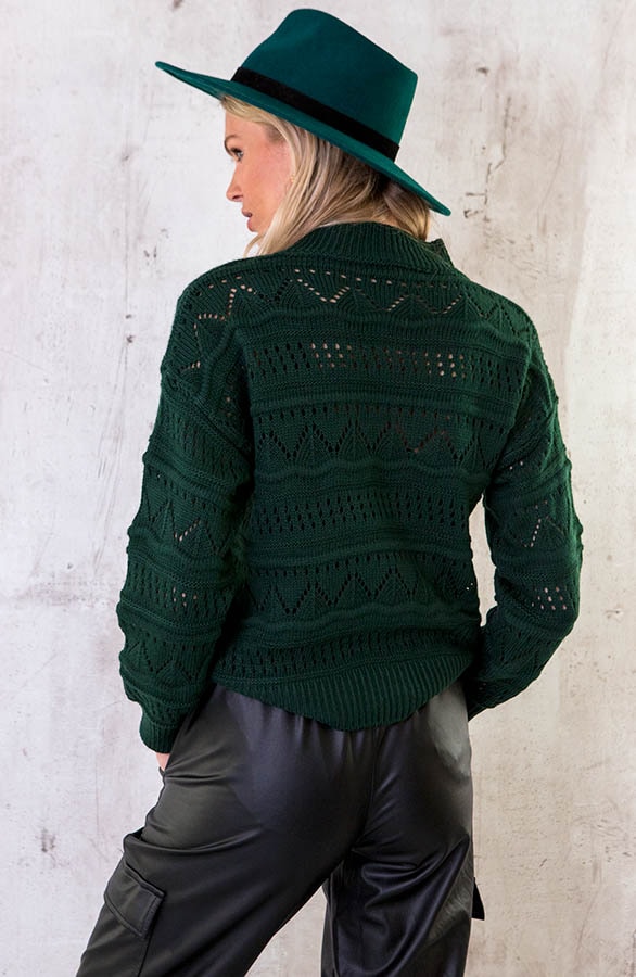 Gehaakte Trui Aztec Patroon Smaragd – shoparchief, foto 4