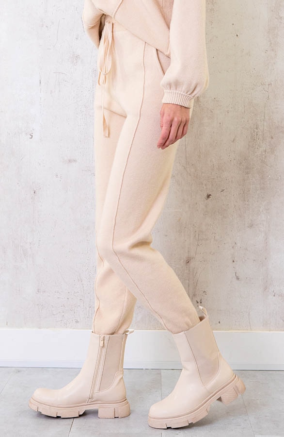 Jogging Broek Met Sierstiksel Beige – shoparchief, foto 4