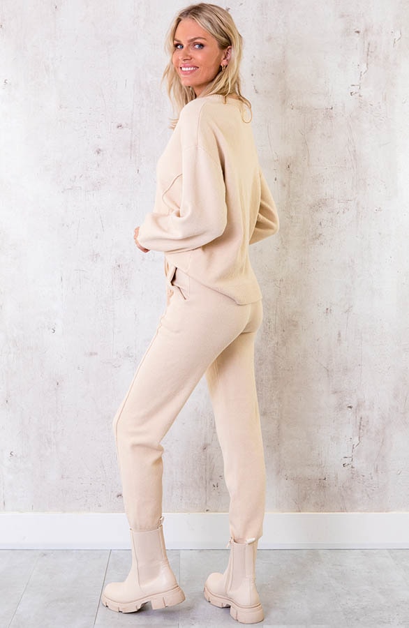 Jogging Broek Met Sierstiksel Beige – shoparchief, foto 5