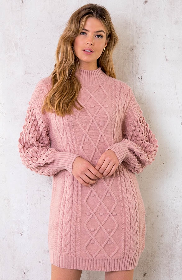 Kabelgebreide Wafel Tuniek Roze – shoparchief