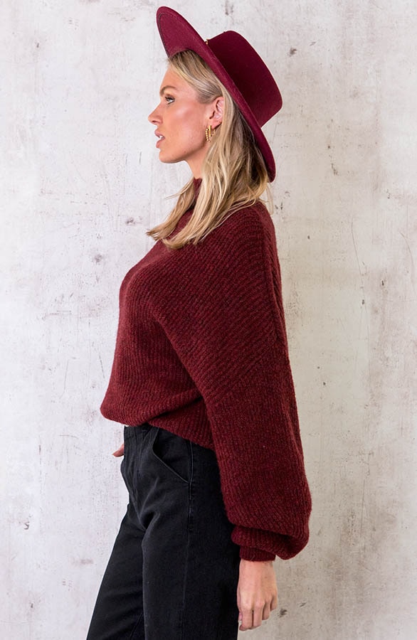 Knitted Sweater Bordeauxrood – shoparchief, foto 3