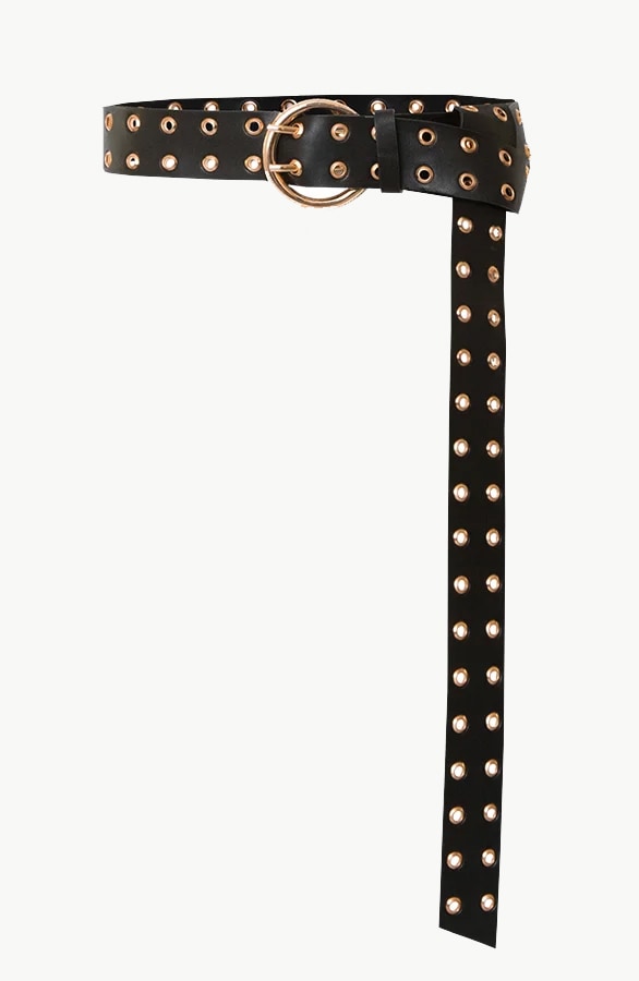 Leren Riem Lang Zwart Goud – shoparchief