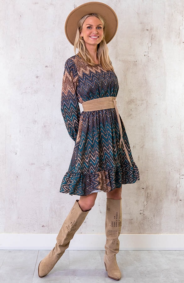 Limited Print Aztec Jurk Blauw – shoparchief