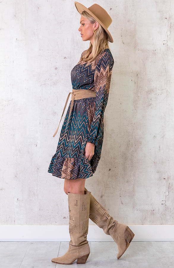 Limited Print Aztec Jurk Blauw – shoparchief, foto 3