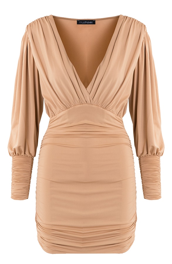 Limited V-Neck Dress Champagne – shoparchief