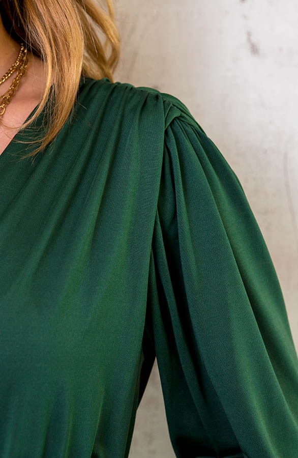 Limited V-Neck Dress Smaragd – shoparchief, foto 7