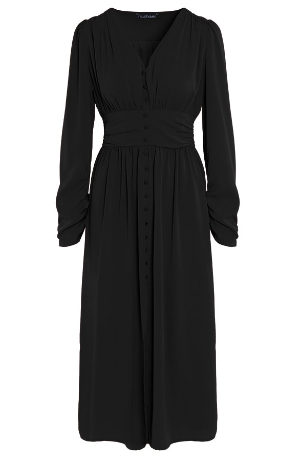 Maxi Jurk Met Sierknopen Zwart – shoparchief