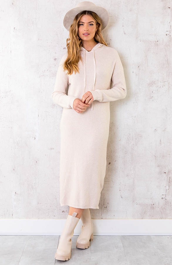 Midi Jurk Met Capuchon Beige – shoparchief, foto 2