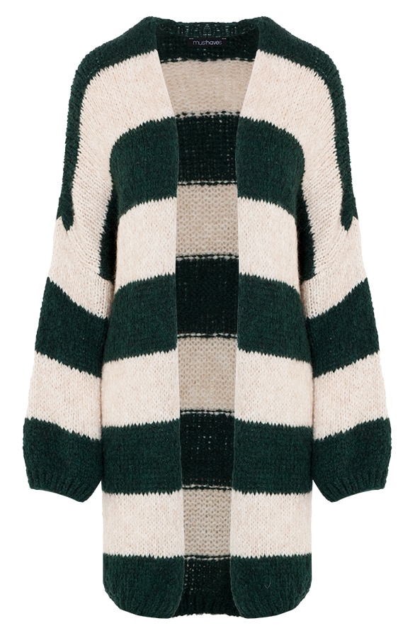 Midi Knitted Strepen Vest Smaragd – shoparchief