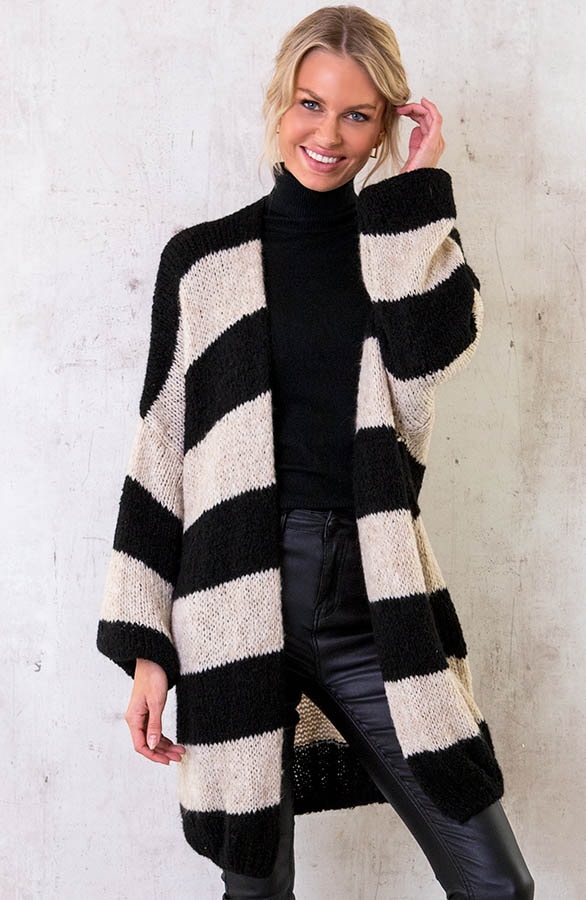 Midi Knitted Strepen Vest Zwart – shoparchief, foto 2