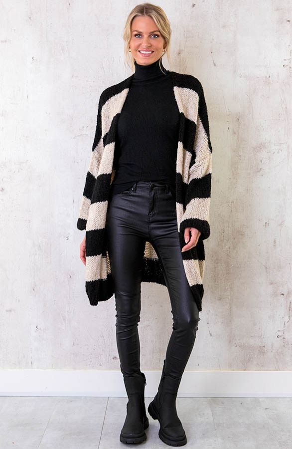 Midi Knitted Strepen Vest Zwart – shoparchief