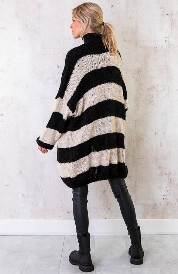 Midi Knitted Strepen Vest Zwart – shoparchief, foto 4
