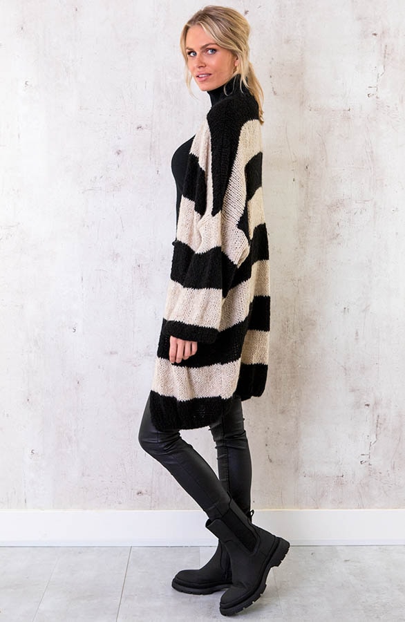 Midi Knitted Strepen Vest Zwart – shoparchief, foto 3
