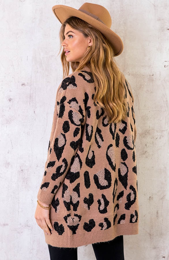 Midi Panter Vest Gebreid Camel – shoparchief, foto 4