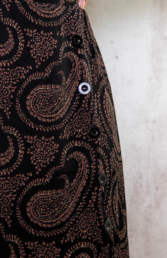 Midi Split Paisley Rok Zwart Choco – shoparchief, foto 4