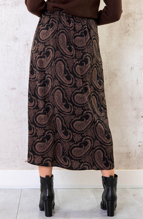 Midi Split Paisley Rok Zwart Choco – shoparchief, foto 3
