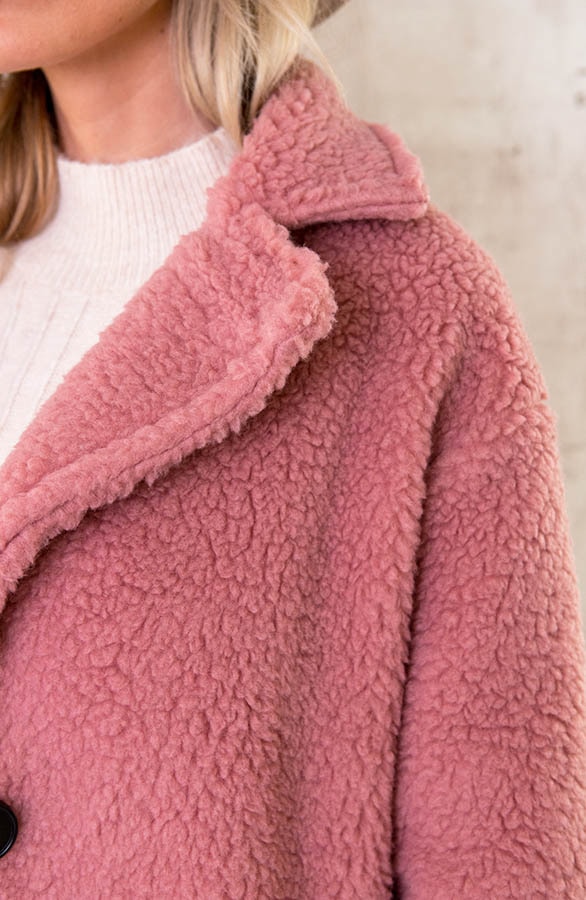 Midi Teddy Jacket Oud Roze – shoparchief, foto 5