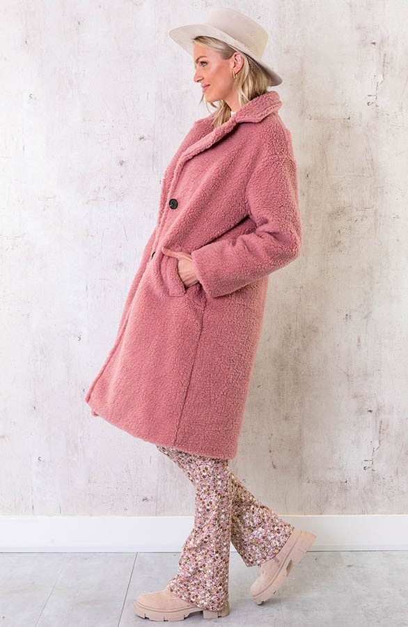 Midi Teddy Jacket Oud Roze – shoparchief, foto 3
