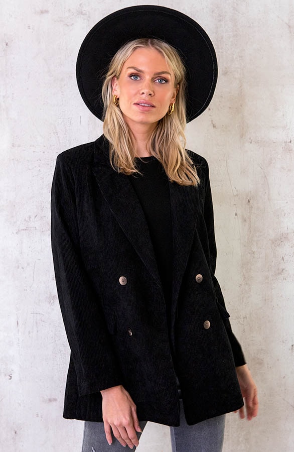 Oversized Corduroy Blazer Zwart – shoparchief, foto 2