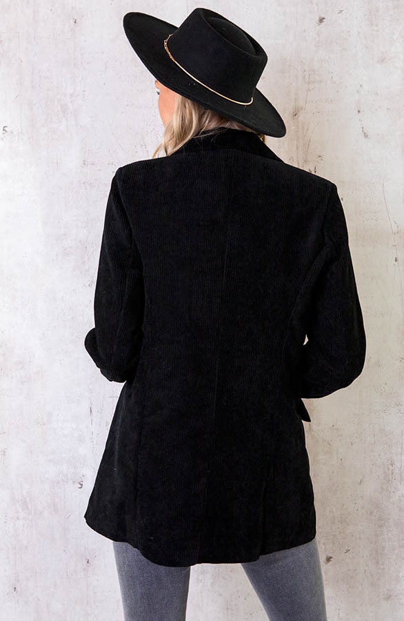 Oversized Corduroy Blazer Zwart – shoparchief, foto 4