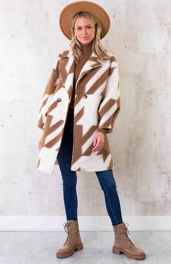 Oversized Woven Coat Camel Ecru – shoparchief