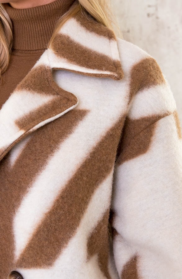 Oversized Woven Coat Camel Ecru – shoparchief, foto 5
