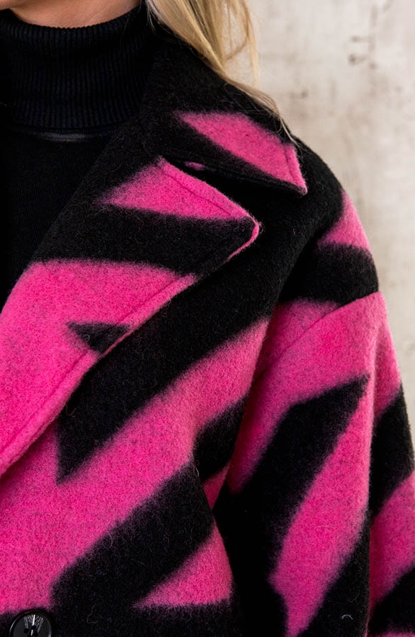 Oversized Woven Coat Fuchsia – shoparchief, foto 5