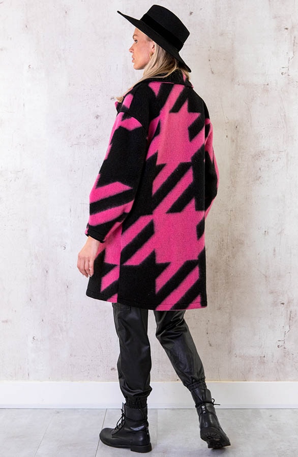 Oversized Woven Coat Fuchsia – shoparchief, foto 4
