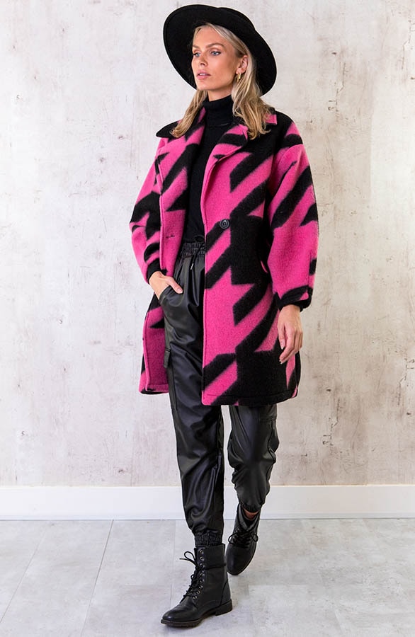 Oversized Woven Coat Fuchsia – shoparchief