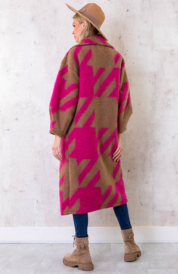 Oversized Woven Coat Long Camel Roze – shoparchief, foto 4