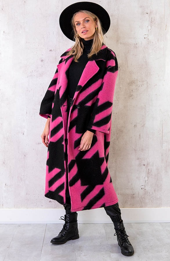 Oversized Woven Coat Long Fuchsia – shoparchief