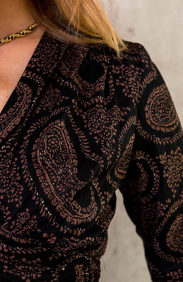 Paisley Silk Dress Zwart – shoparchief, foto 5