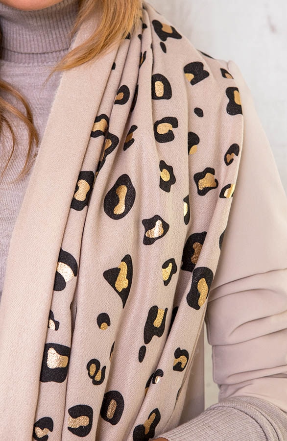 Panterprint Sjaal Metallic Beige – shoparchief, foto 3
