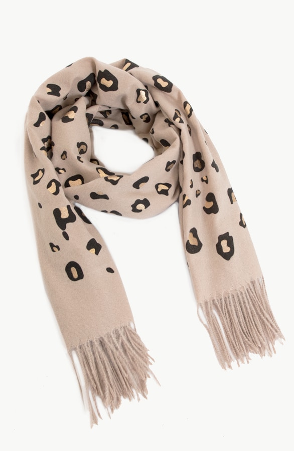 Panterprint Sjaal Metallic Beige – shoparchief