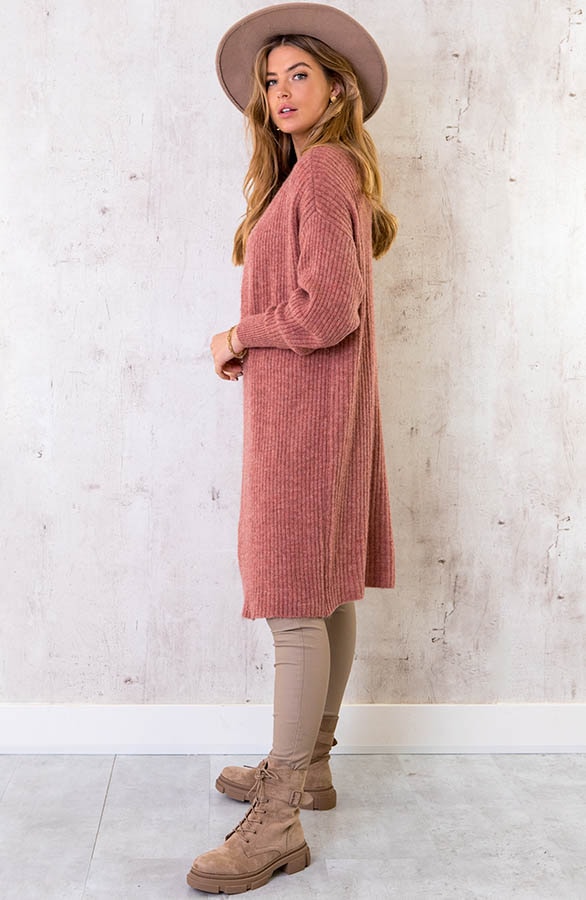 Ribstof Vest Lang Oud Roze – shoparchief, foto 9