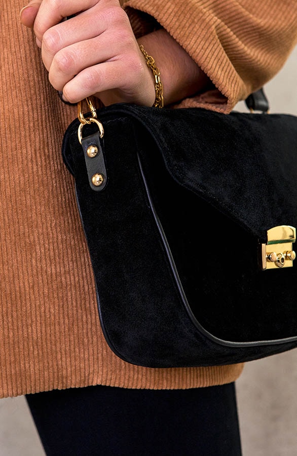 Suede Schoudertas Black – shoparchief, foto 4
