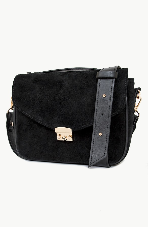 Suede Schoudertas Black – shoparchief