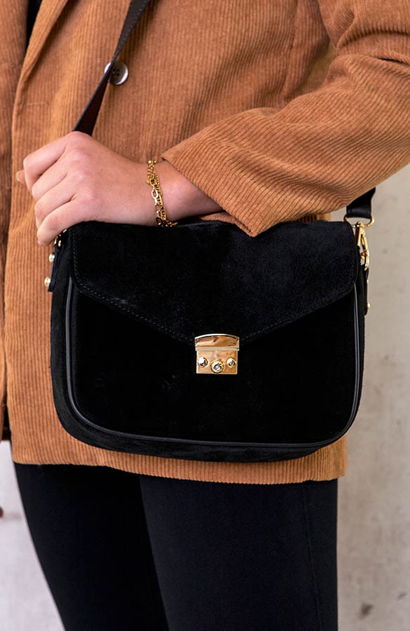 Suede Schoudertas Black – shoparchief, foto 3
