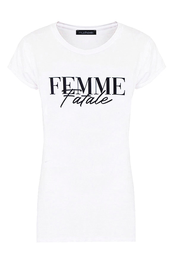 T-shirt Femme Fatale Wit – shoparchief