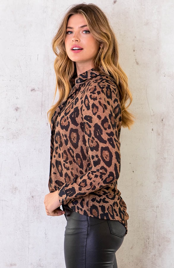 Blouse Met Panterprint Brown – shoparchief, foto 2