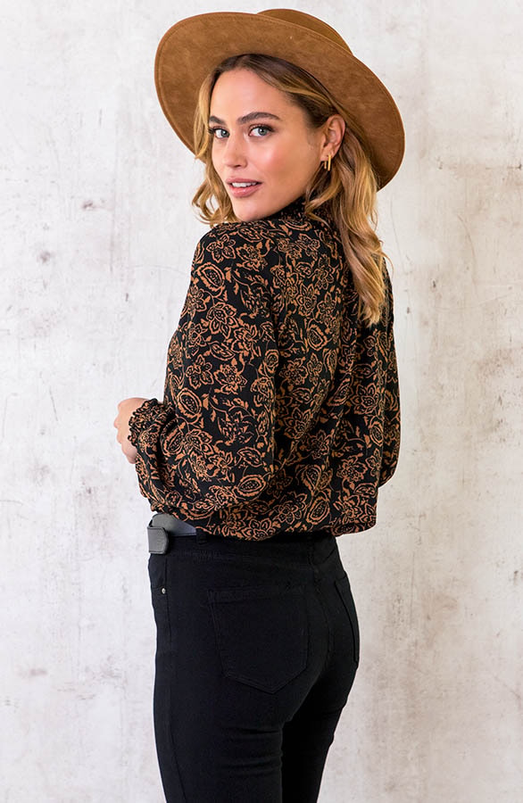 Col Blouse Paisley Cognac – shoparchief, foto 3