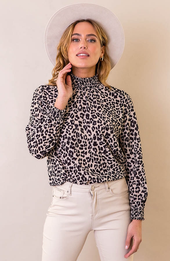 Col Blouse Panterprint Beige – shoparchief