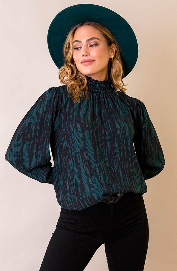 Col Blouse Print Deluxe Smaragd – shoparchief, foto 8